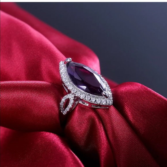 NEW* Amethyst  925 Purple cut ring - Picture 2 of 4